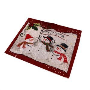 Servet de Masa, , Model Oameni de Zapada, Scris Merry Christmas, Tematica Craciun, Prosop pentru Masa, 47x33 cm, Bumbac si Fibre Sintetice, Rosu