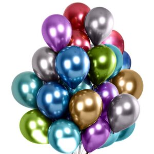 Set 10 Baloane din Latex Chrome, , Model Party, 23 cm, Multicolor, 2.2 g