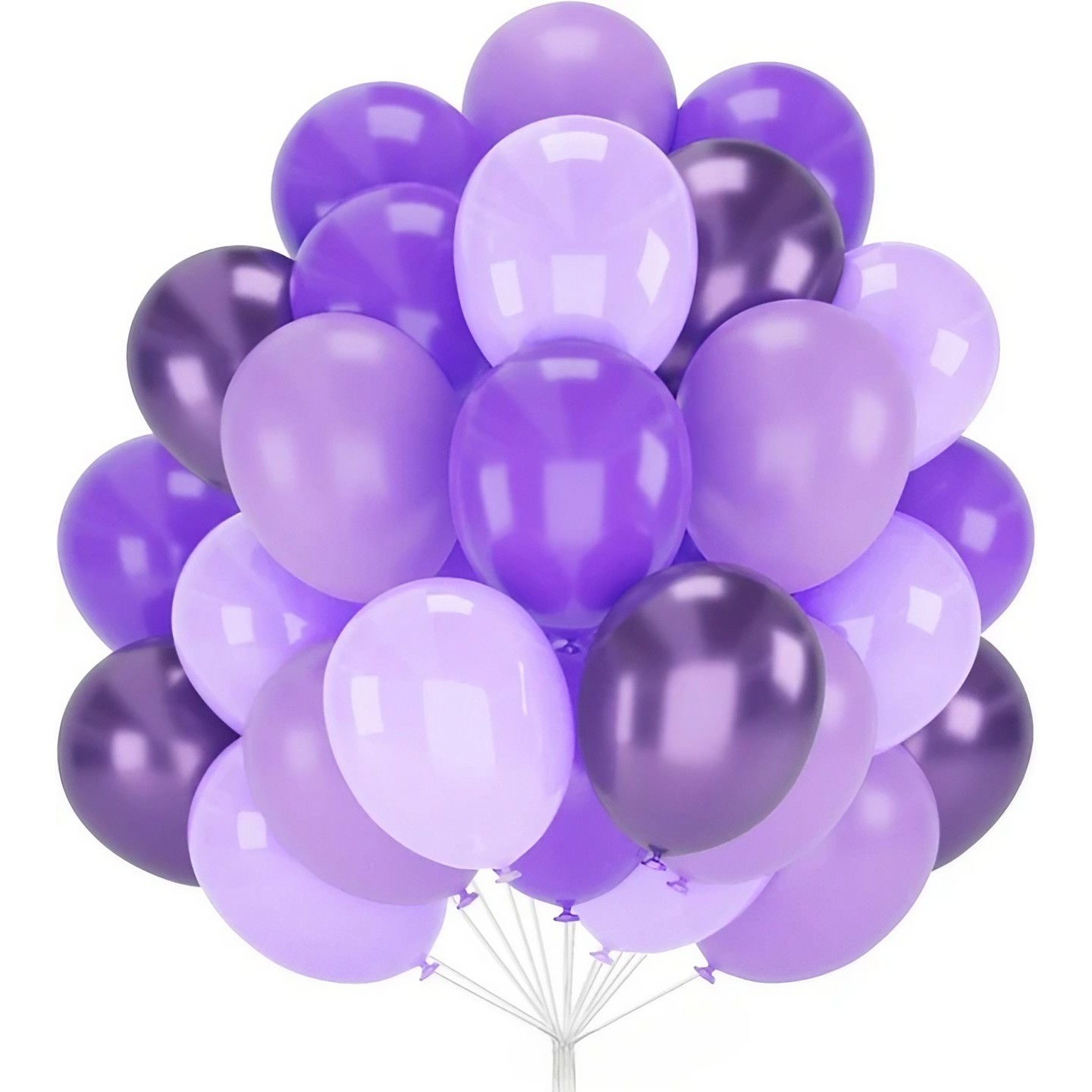 Set 10 Baloane din Latex Chrome, , Model Party, 23 cm, Diferite Nuante Mov, 2.2 g