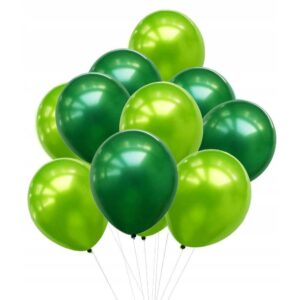 Set 10 Baloane din Latex Chrome, , Model Party, 23 cm, Diferite Nuante Verde, 2.2 g