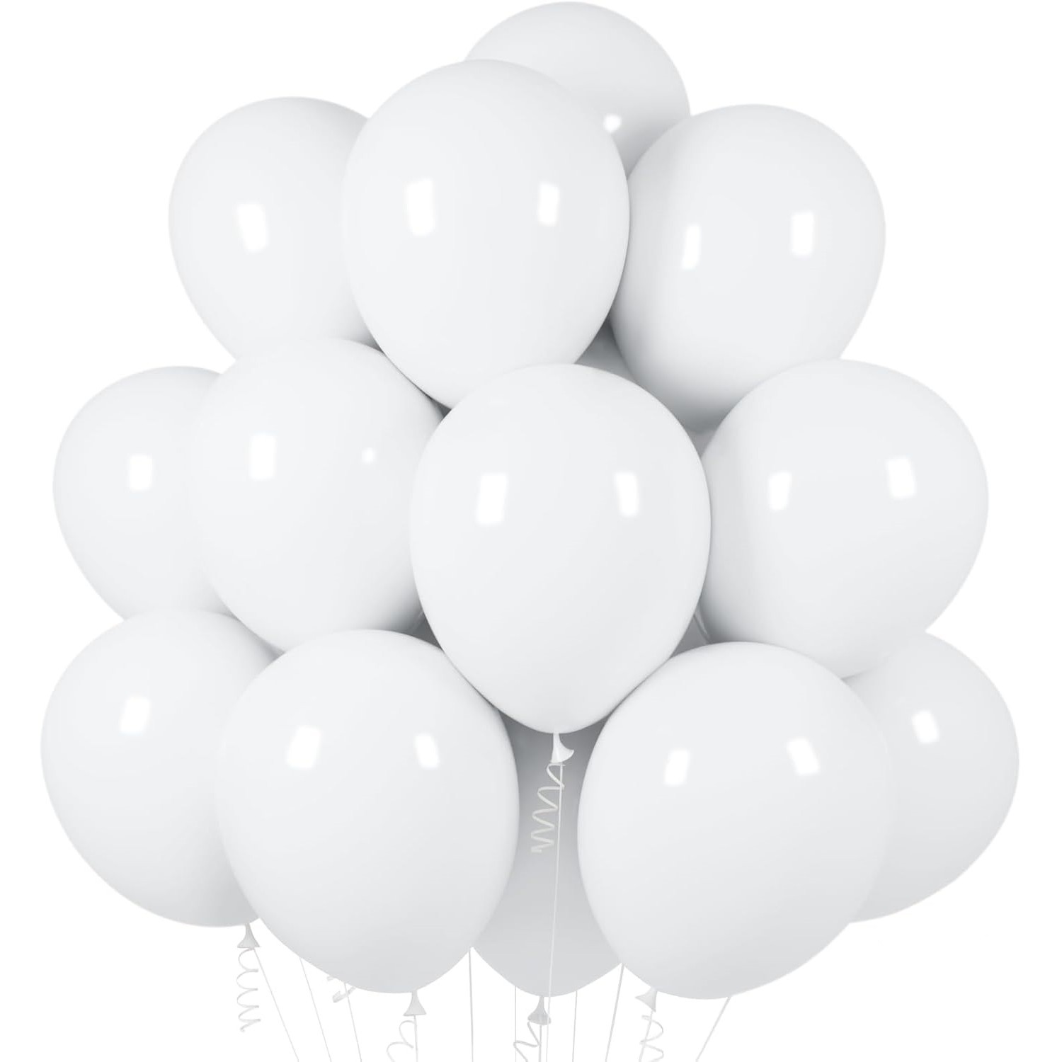 Set 10 Baloane din Latex, , Model Party, 13 cm, 1 g, Alb - imagine 2
