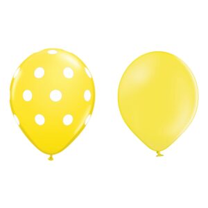 Set 10 Baloane din Latex, , Model Party cu Buline si Simple, 30 cm, Galben, 2.8 g