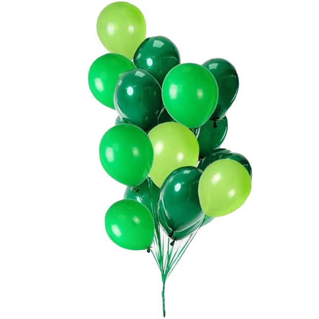 Set 10 Baloane din Latex, , Model Party, 30 cm, Verde Diferite Nuante, 2.8 g