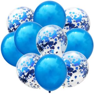 Set 10 Baloane din Latex, , Model Party Confetti, 5 x Confetti, 5 x Albastru, 25 cm, 2.2g
