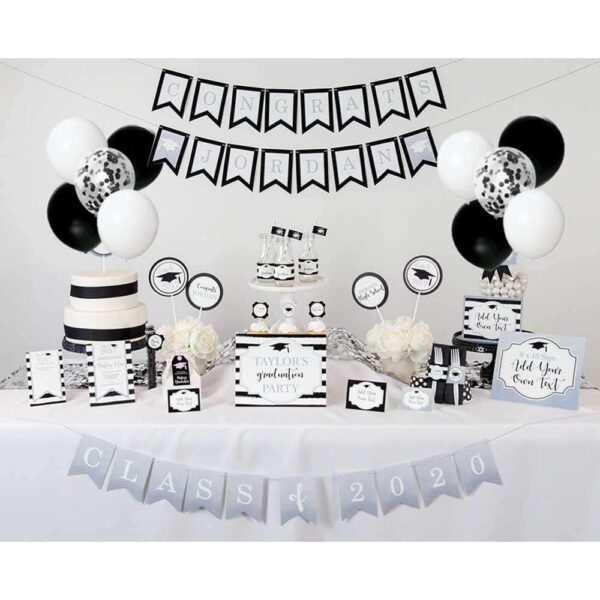 Set 10 Baloane din Latex, , Model Party Confetti, 5 x Confetti, 5 x Negru, 25 cm, 2.2g - imagine 2