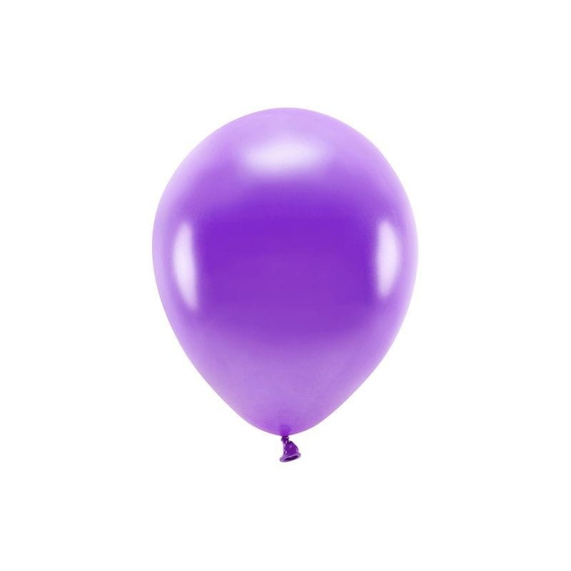 Set 10 Baloane din Latex, , Model Party cu Buline si Simple, 30 cm, Mov, 2.8 g - imagine 3