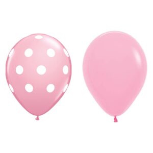 Set 10 Baloane din Latex, , Model Party cu Buline si Simple, 30 cm, Roz, 2.8 g
