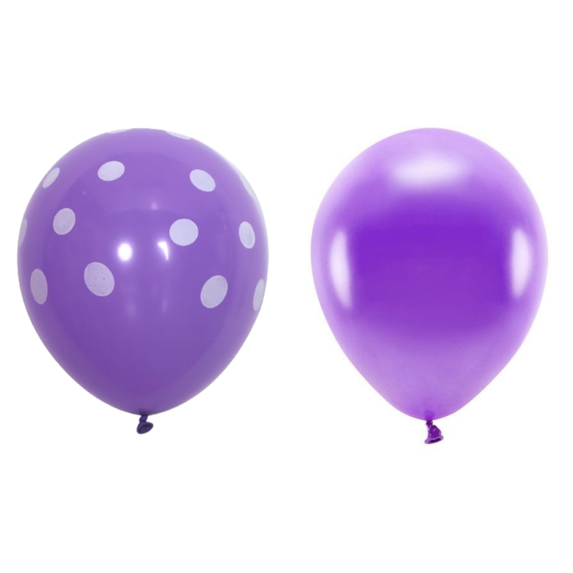 Set 10 Baloane din Latex, , Model Party cu Buline si Simple, 30 cm, Mov, 2.8 g - imagine 4