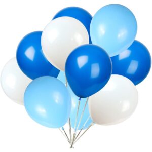 Set 10 Baloane din Latex Metalizate, , Model Party, Alb, Albastru, Blue, 23 cm, 2.2 g
