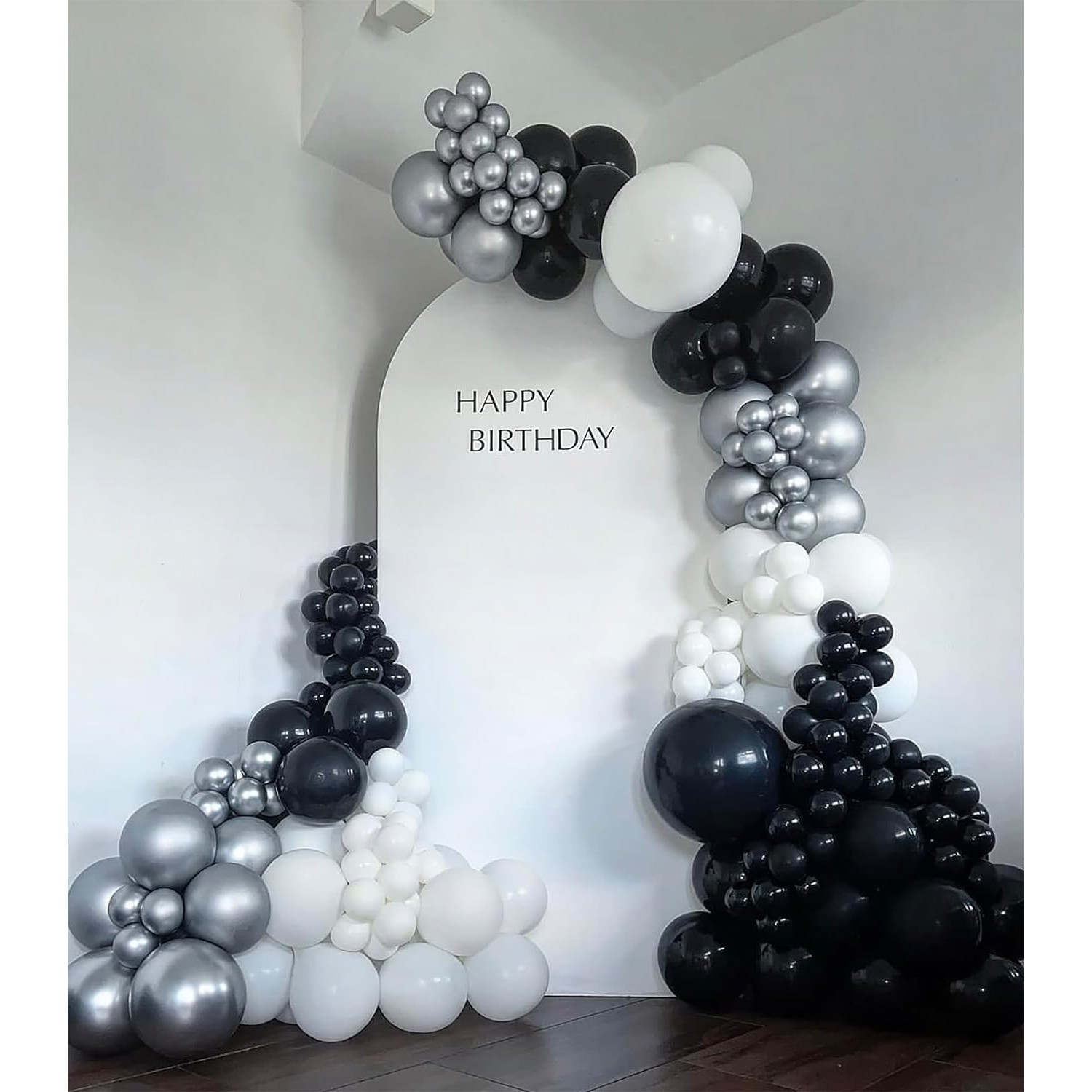 Set 10 Baloane din Latex Metalizate, , Model Party, Alb, Argintiu, 23 cm, 2.2 g - imagine 4