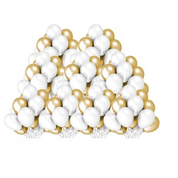 Set 10 Baloane din Latex Metalizate, , Model Party, 5x Alb, 5x Nude, 23 cm, 2.2 g - imagine 2