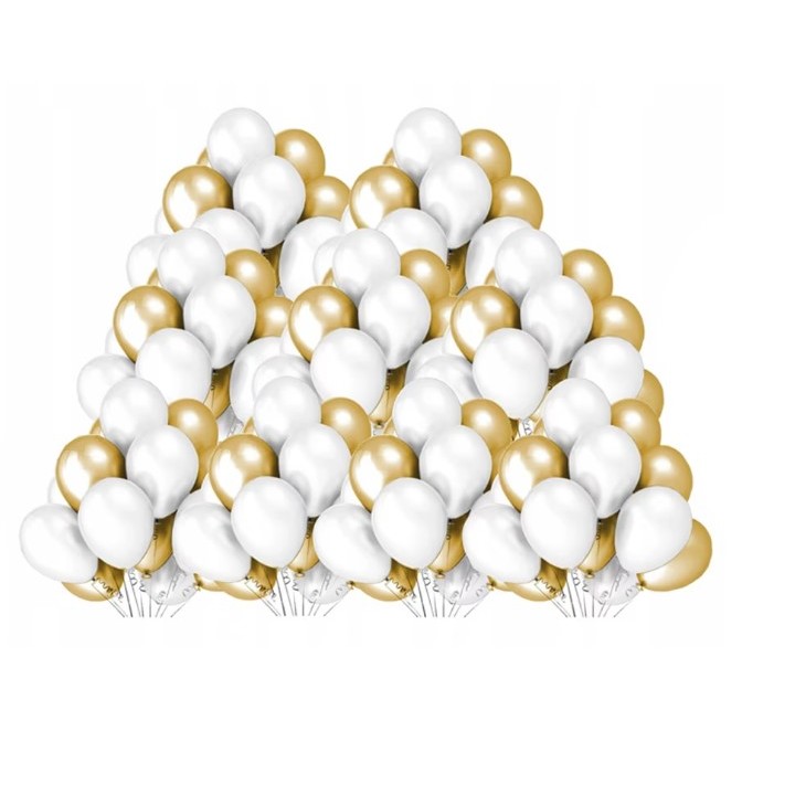 Set 10 Baloane din Latex Metalizate, , Model Party, 5x Alb, 5x Nude, 23 cm, 2.2 g - imagine 2
