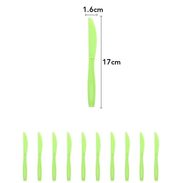 Set 10 Cutite de Unica Folosinta, , Colectia Dino Park, 17 x 1.6 cm, din Plastic PE, Verde - imagine 2