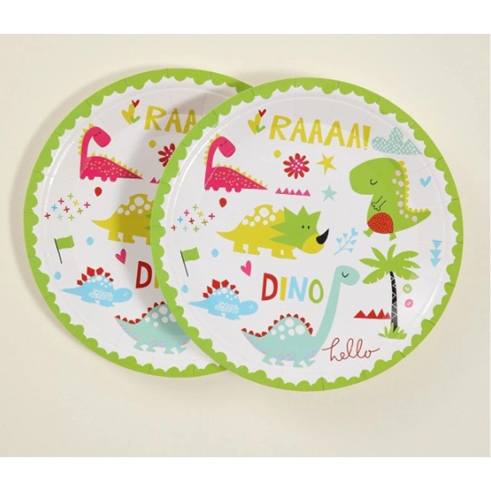 Set 10 Farfurii Petrecere, , Colectia Dino Park, 17 cm Diametru, din Carton, Multicolor - imagine 4