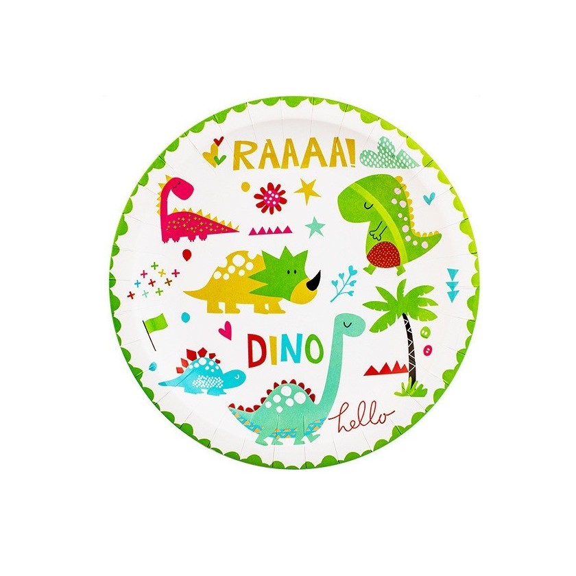 Set 10 Farfurii Petrecere, , Colectia Dino Park, 17 cm Diametru, din Carton, Multicolor