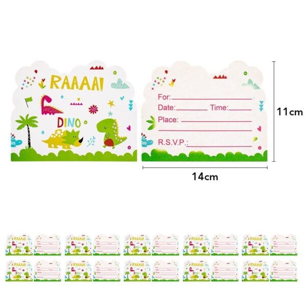 Set 10 Invitatii pentru Petrecere, , Colectia Dino Park, 11 x 14 cm, din Carton, Multicolor - imagine 2