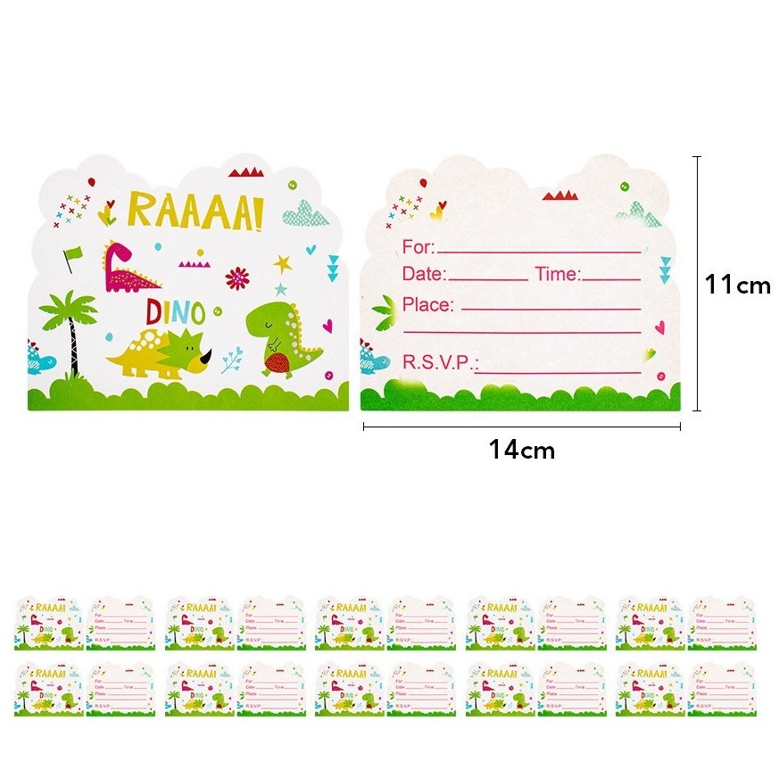 Set 10 Invitatii pentru Petrecere, , Colectia Dino Park, 11 x 14 cm, din Carton, Multicolor - imagine 2