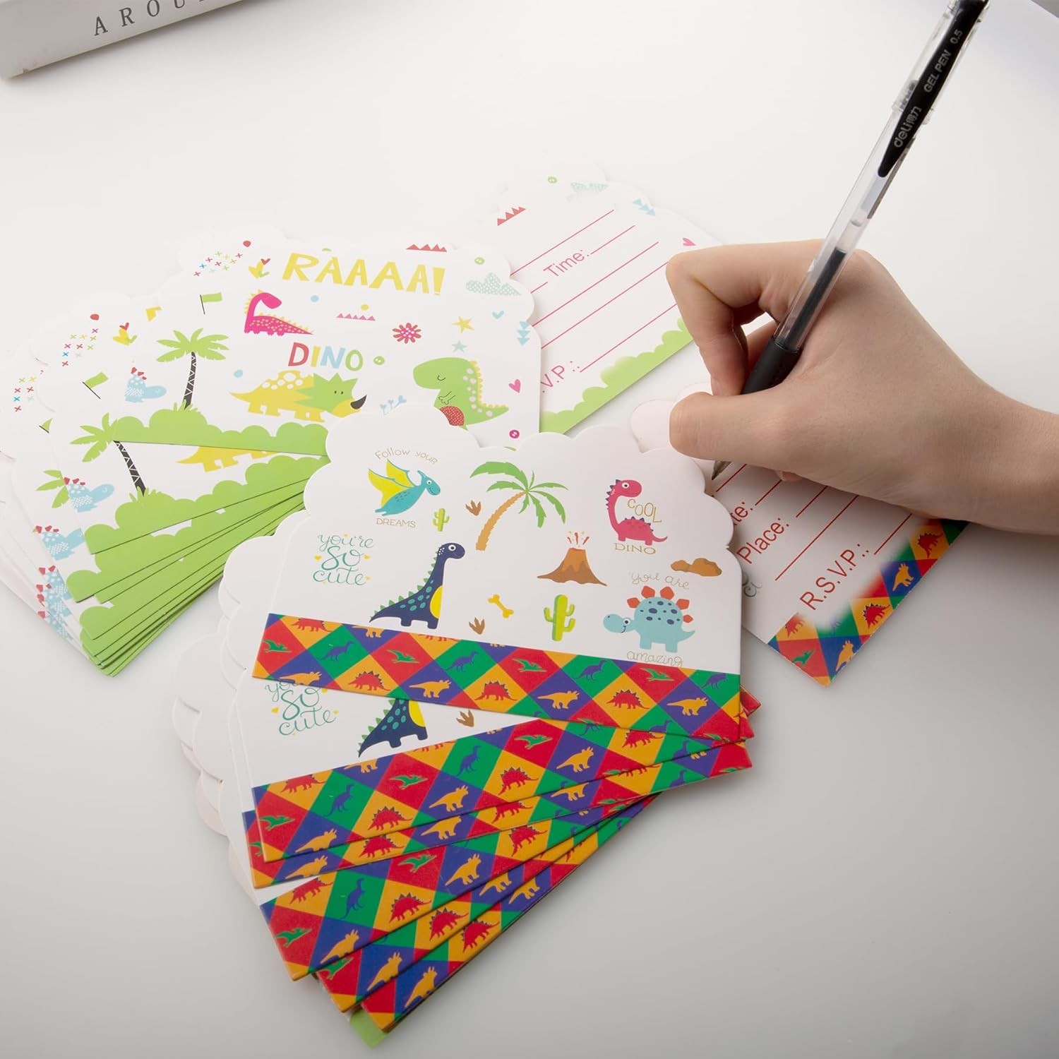 Set 10 Invitatii pentru Petrecere, , Colectia Dino Park, 11 x 14 cm, din Carton, Multicolor - imagine 4