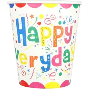 Set 10 Pahare de Carton, , Model Happy Everyday, 13 x 7 x 5 cm, Multicolor