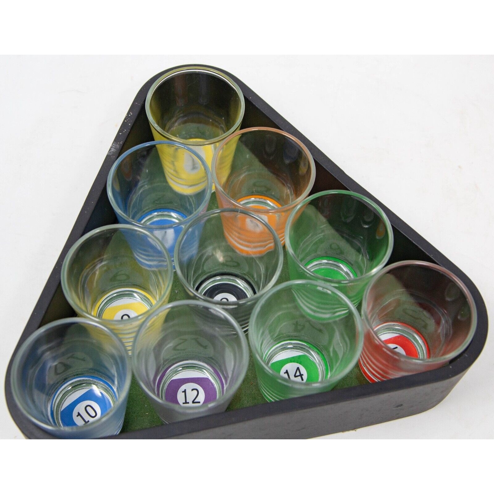 Set 10 pahare de shot , cu Suport de Biliard, 30 ml, din sticla, 10 x 10 cm, multicolor - imagine 4