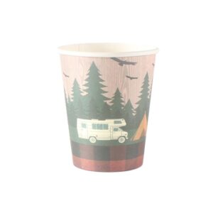 Set 10 Pahare, , Imprimeu Camping, din Carton, 250 - 300 ml, 7.5 x 8.4 x 5.3 cm, Multicolor