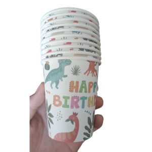 Set 10 Pahare, , Imprimeu cu Dinozaurii, din Carton, 250 ml, 7.5 x 8.5 x 5.2 cm, Multicolor