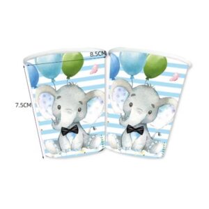 Set 10 Pahare, , Imprimeu Elefant, din Carton, 7.5 x 8.5 cm, Albastru