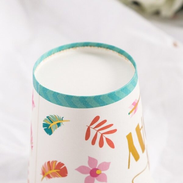 Set 10 Pahare, , Imprimeu Happy Birthday Gold, din Carton, 250 ml, 7.5 x 8.5 x 5.2 cm, Multicolor - imagine 2