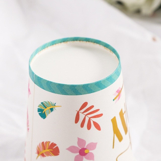 Set 10 Pahare, , Imprimeu Happy Birthday Gold, din Carton, 250 ml, 7.5 x 8.5 x 5.2 cm, Multicolor - imagine 2