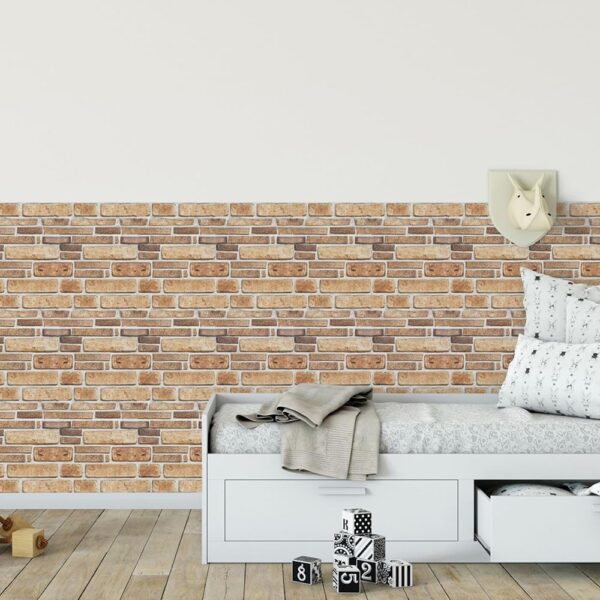 Set 10 Placi Tapet 3D, , 30 x 30 cm, din PVC, Tip Piatra, Suprafata acoperita 0.9 mp, Autoadeziv, Bej - imagine 2