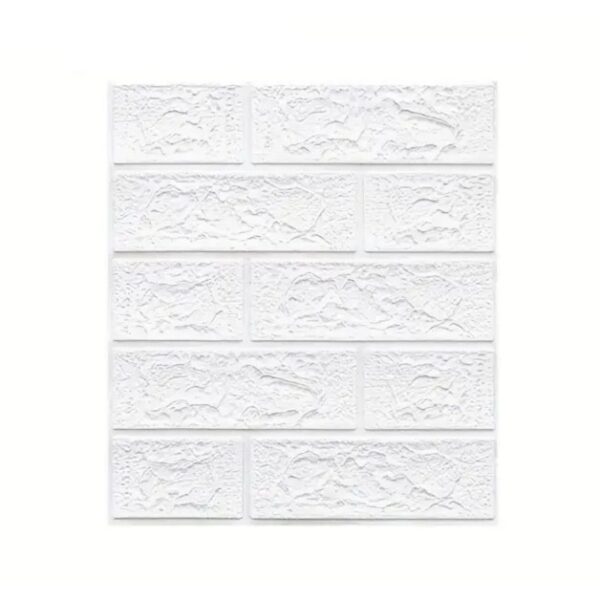 Set 10 Placi Tapet 3D, , 35 x 38 cm, Grosime 3 mm, din Polietilena, Model Caramida, Suprafata acoperita 1.33 mp, Alb