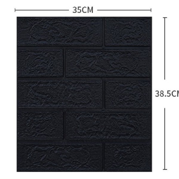 Set 10 Placi Tapet 3D, , 35 x 38 cm, Grosime 3 mm, din Polietilena, Model Caramida, Suprafata acoperita 1.33 mp, Negru - imagine 2