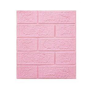 Set 10 Placi Tapet 3D, , 35 x 38 cm, Grosime 3 mm, din Polietilena, Model Caramida, Suprafata acoperita 1.33 mp, Roz