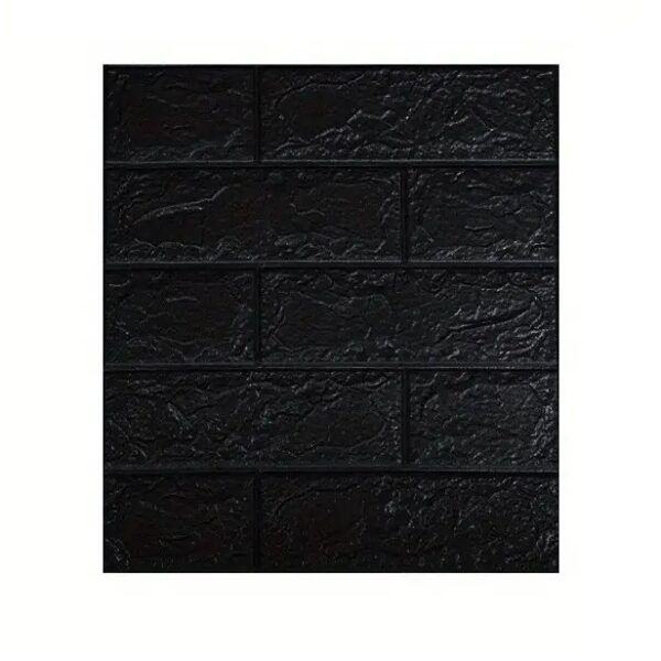 Set 10 Placi Tapet 3D, , 35 x 38 cm, Grosime 3 mm, din Polietilena, Model Caramida, Suprafata acoperita 1.33 mp, Negru