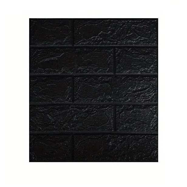 Set 10 Placi Tapet 3D, , 35 x 38 cm, Grosime 3 mm, din Polietilena, Model Caramida, Suprafata acoperita 1.33 mp, Negru