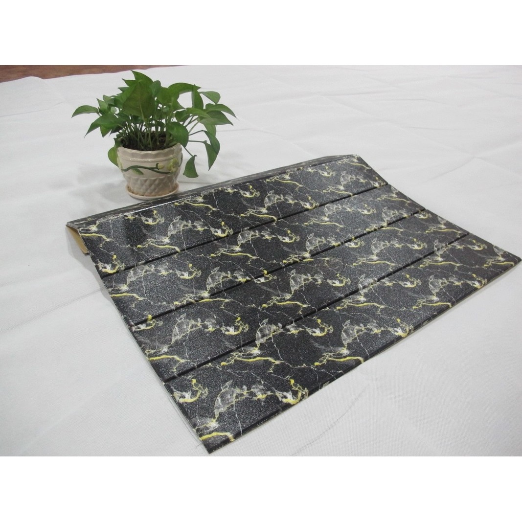 Set 10 Placi Tapet 3D, , 70 x 70 cm, Grosime 3 mm, din Rasina, Tip Placi de Lemn, Suprafata Acoperita 4.9 mp, Negru - imagine 2