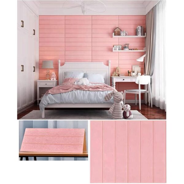 Set 10 Placi Tapet 3D, , 70 x 70 cm, Grosime 3 mm, din Rasina, Tip Placi de Lemn, Suprafata Acoperita 4.9 mp, Roz Pudrat - imagine 3