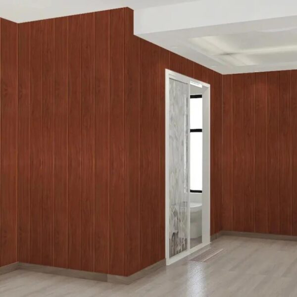 Set 10 Placi Tapet 3D, , 70 x 70 cm, Grosime 3 mm, din Rasina, Tip Placi de Lemn, Suprafata Acoperita 4.9 mp, Caramiziu - imagine 2