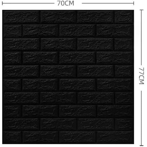 Set 10 Placi Tapet 3D, , 70 x 77 cm, Grosime 3 mm, din Polietilena, Model Caramida, Suprafata acoperita 5.3 mp, Negru - imagine 2