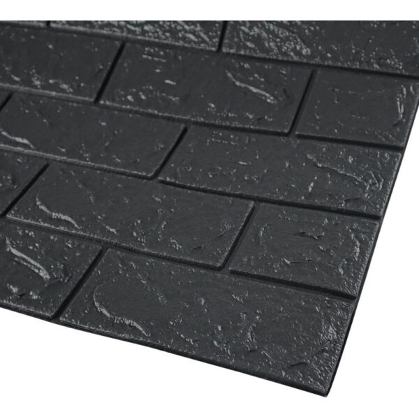 Set 10 Placi Tapet 3D, , 70 x 77 cm, Grosime 3 mm, din Polietilena, Model Caramida, Suprafata acoperita 5.3 mp, Negru - imagine 3