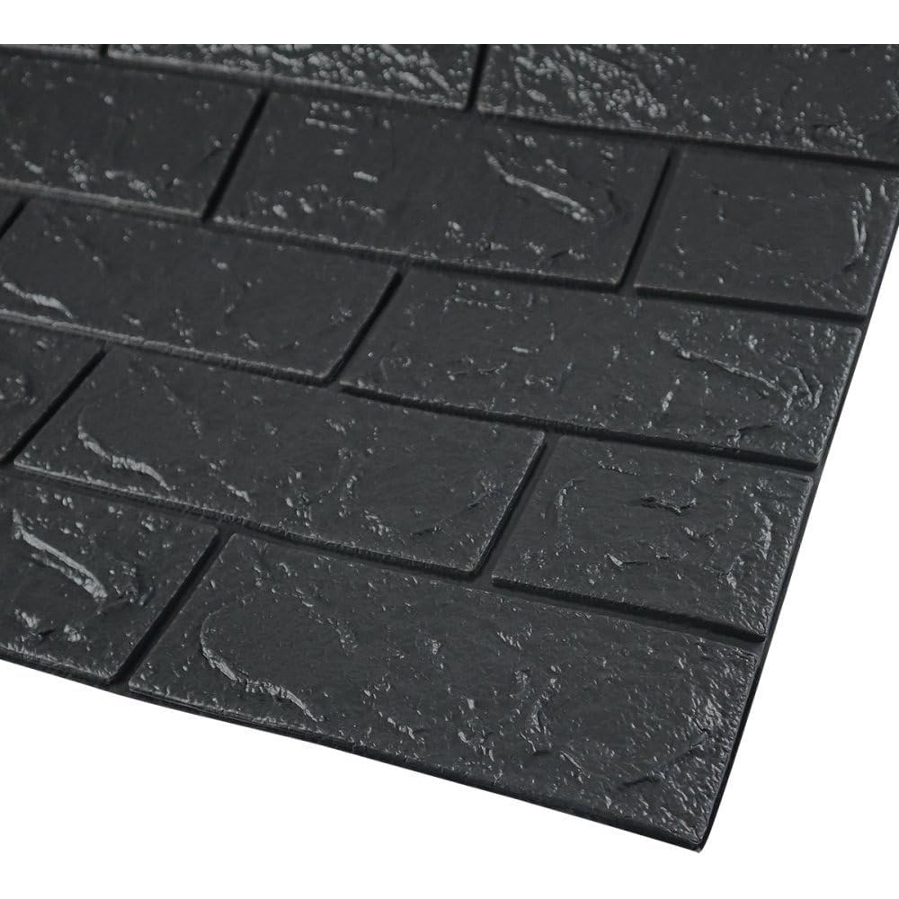 Set 10 Placi Tapet 3D, , 70 x 77 cm, Grosime 3 mm, din Polietilena, Model Caramida, Suprafata acoperita 5.3 mp, Negru - imagine 3