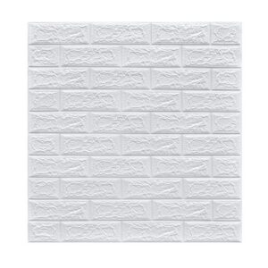 Set 10 Placi Tapet 3D, , 70 x 77 cm, Grosime 3 mm, din Polietilena, Model Caramida, Suprafata acoperita 5.3 mp, Alb