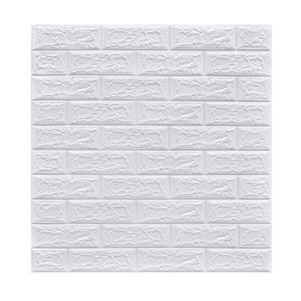 Set 10 Placi Tapet 3D, , 70 x 77 cm, Grosime 3 mm, din Polietilena, Model Caramida, Suprafata acoperita 5.3 mp, Alb