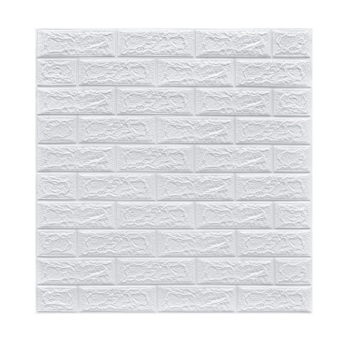 Set 10 Placi Tapet 3D, , 70 x 77 cm, Grosime 3 mm, din Polietilena, Model Caramida, Suprafata acoperita 5.3 mp, Alb