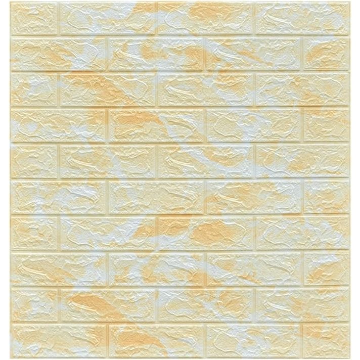 Set 10 Placi Tapet 3D, , 70 x 77 cm, Grosime 3 mm, din Polietilena, Model Caramida, Suprafata acoperita 5.3 mp, Marmura Galbena - imagine 4