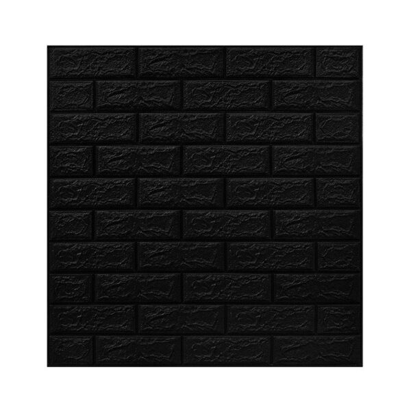 Set 10 Placi Tapet 3D, , 70 x 77 cm, Grosime 3 mm, din Polietilena, Model Caramida, Suprafata acoperita 5.3 mp, Negru
