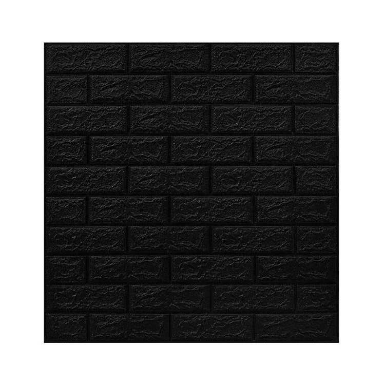 Set 10 Placi Tapet 3D, , 70 x 77 cm, Grosime 3 mm, din Polietilena, Model Caramida, Suprafata acoperita 5.3 mp, Negru