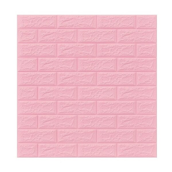 Set 10 Placi Tapet 3D, , 70 x 77 cm, Grosime 3 mm, din Polietilena, Model Caramida, Suprafata acoperita 5.3 mp, Roz