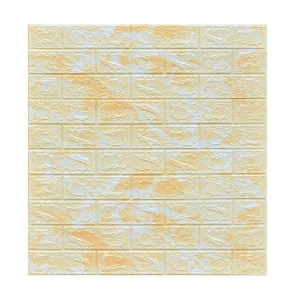 Set 10 Placi Tapet 3D, , 70 x 77 cm, Grosime 3 mm, din Polietilena, Model Caramida, Suprafata acoperita 5.3 mp, Marmura Galbena