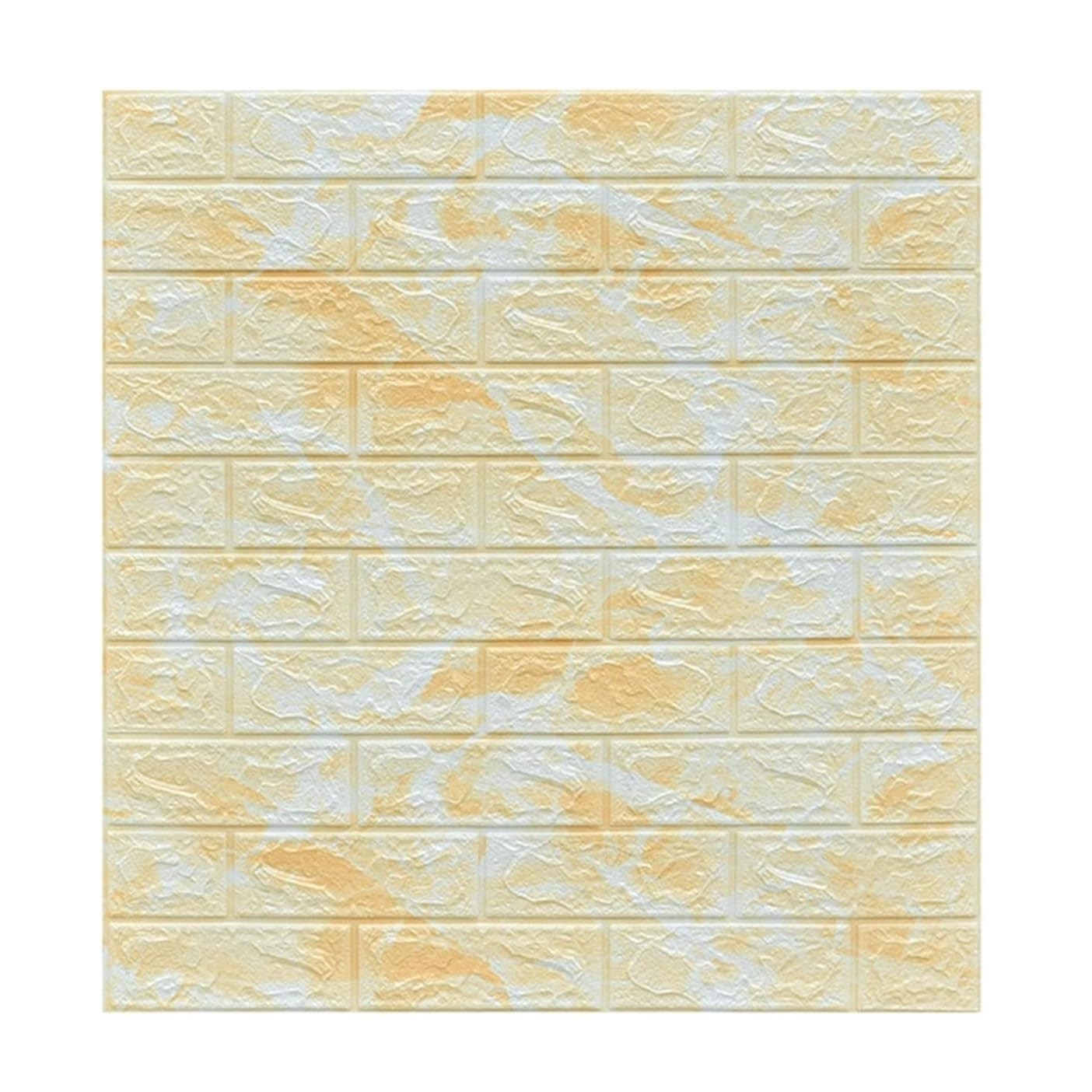 Set 10 Placi Tapet 3D, , 70 x 77 cm, Grosime 3 mm, din Polietilena, Model Caramida, Suprafata acoperita 5.3 mp, Marmura Galbena
